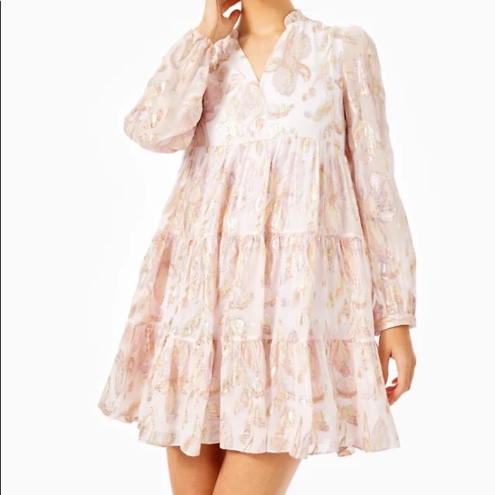 Lilly Pulitzer Sarita Silk Dress NWT Rose Gold 0